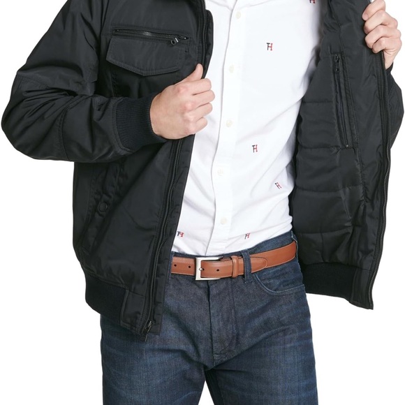 Tommy Hilfiger Men's Black Bomber Jacket, Water and Wind Resistant, Size M - Picture 4 of 14